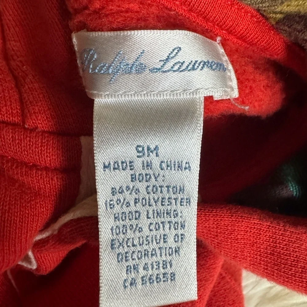 Ralph Lauren baby red coverall with hood Size 9 Months / 9M